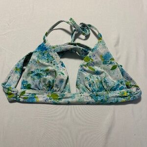 Victoria's Secret White Blue and Green Floral Bikini Top Size Small